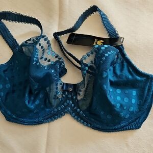 Wacoal Teal Polka Dot Lace Bra